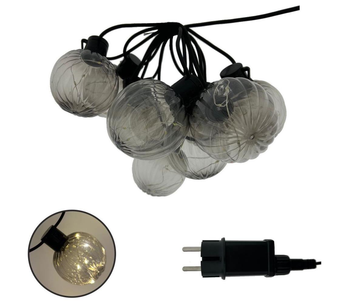 LED vonkajší dekoratívny reťazec 10xLED/0,15W/230V 6,8 m IP44 čierna/dymová 034 0001079