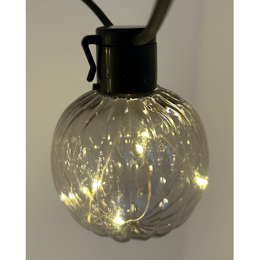 LED vonkajší dekoratívny reťazec 10xLED/0,15W/230V 6,8 m IP44 čierna/dymová