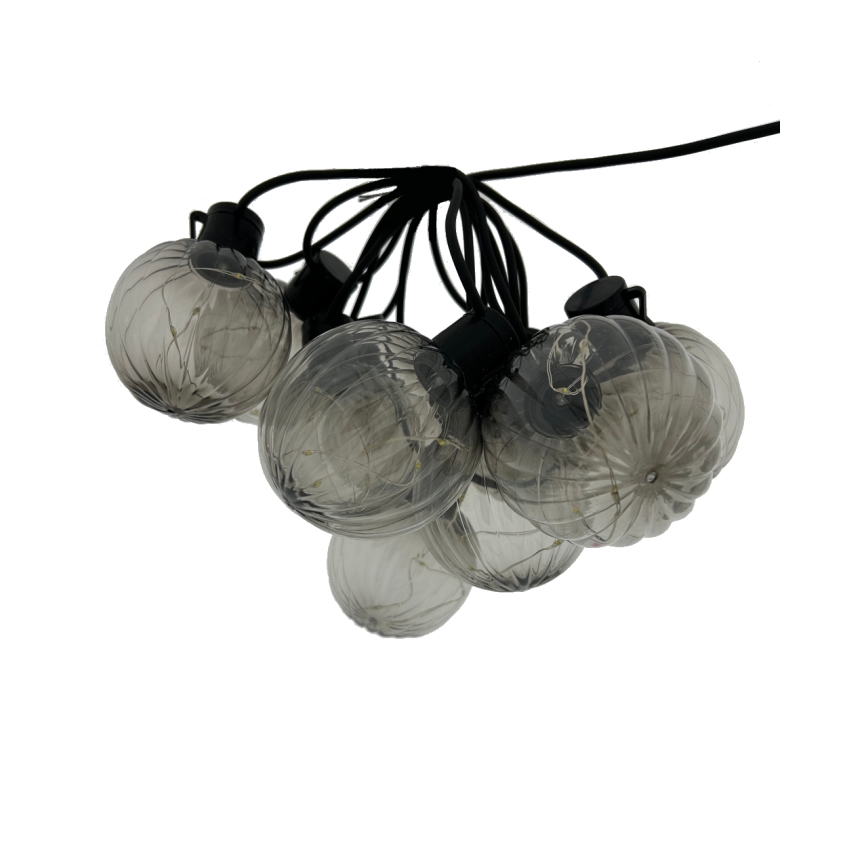 LED vonkajší dekoratívny reťazec 10xLED/0,15W/230V 6,8 m IP44 čierna/dymová