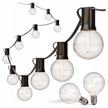 LED Vonkajší dekoratívny reťazec 25xE12/1W/230V 17,5 m IP65 čierna