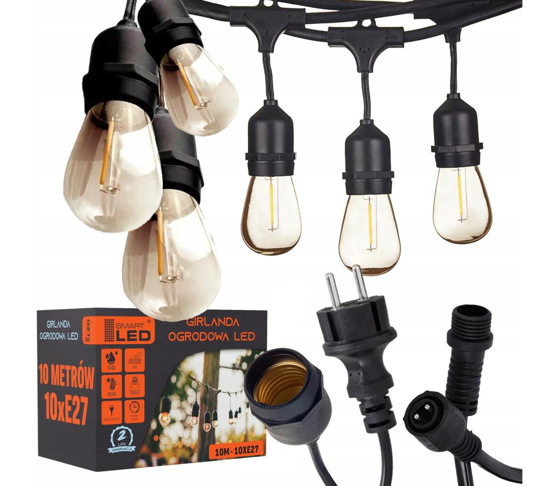 SmartLED LED vonkajší dekoratívny svetelný reťazec 10xE27/1W/230V 10,94 m IP44 čierny 4532