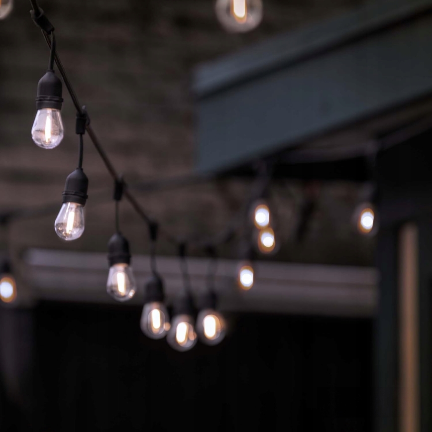 LED vonkajší dekoratívny svetelný reťazec 10xE27/1W/230V 10,94 m IP44 čierny