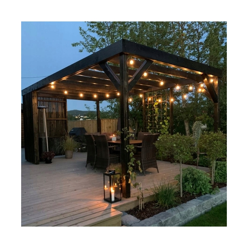 LED vonkajší dekoratívny svetelný reťazec 20xE27/1W/230V 20,94 m IP44 čierna