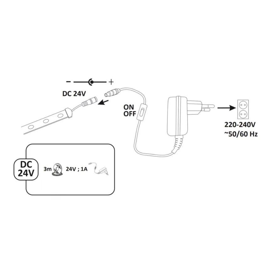 LED Vonkajší pásik 3m LED/23W/24V/230V 4000K IP65