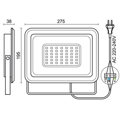 LED Vonkajší reflektor LED/100W/230V 4000K IP65 čierna