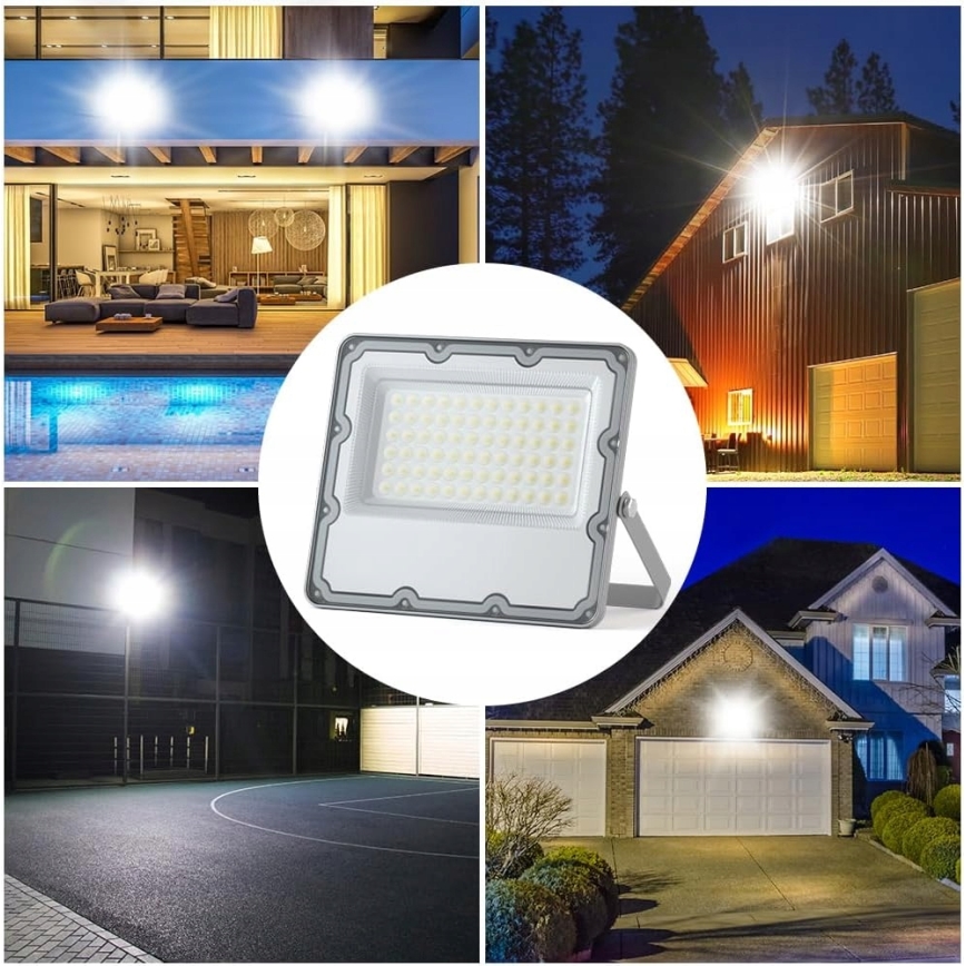 LED vonkajší reflektor LED/100W/230V 4500K IP65 sivý