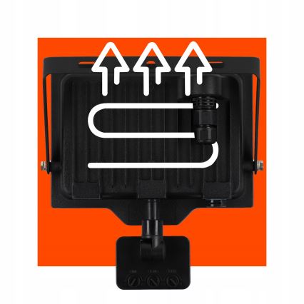 LED vonkajší reflektor s pohybovým snímačom, 50 W, 230 V, 4500 K, IP65, čierny