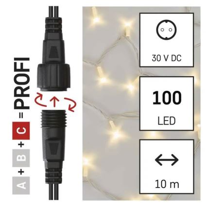 LED Vonkajší reťaz 100xLED/10m IP44 teplá biela