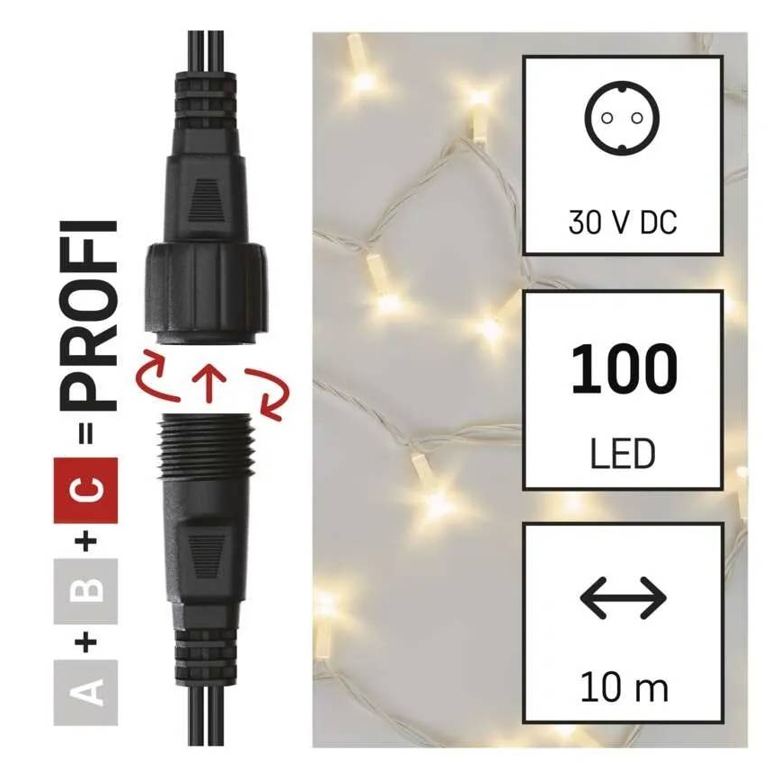 LED Vonkajší reťaz 100xLED/10m IP44 teplá biela