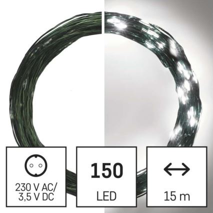 LED  vonkajší reťaz 150xLED/20m IP44 studená biela