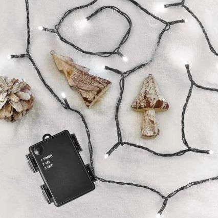 LED Vonkajší  reťaz 40xLED/3xAA 3,3m IP44 studená biela