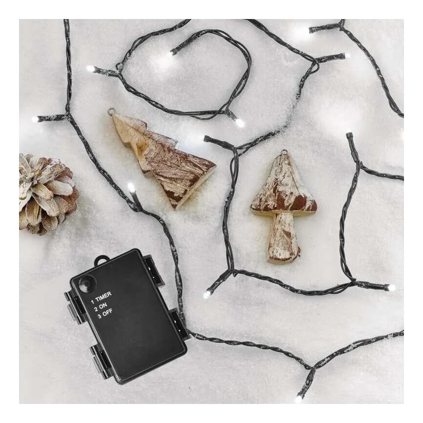 LED Vonkajší  reťaz 40xLED/3xAA 3,3m IP44 studená biela