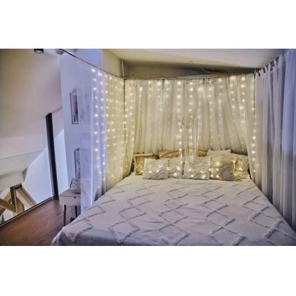 LED vonkajší reťazec 240xLED/8 funkcií 6,7 m IP44 teplá biela