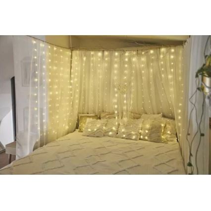 LED vonkajší reťazec 240xLED/8 funkcií 6,7 m IP44 teplá biela