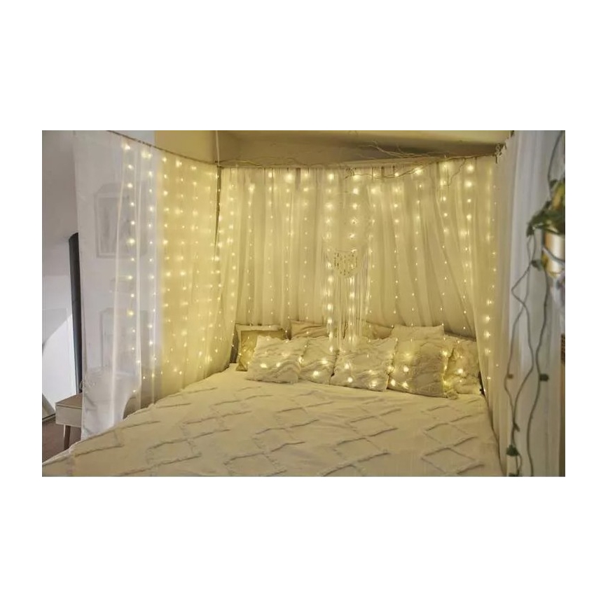 LED vonkajší reťazec 240xLED/8 funkcií 6,7 m IP44 teplá biela