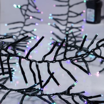 LED Vonkajší reťazec CLUSTER 768xLED/8 funkcií 9 m IP44 teplá biela