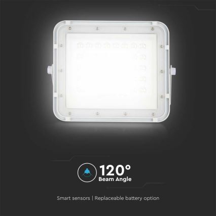 LED Vonkajší stmievateľný solárny reflektor LED/10W/3,2V IP65 4000K biela + diaľkové ovládanie