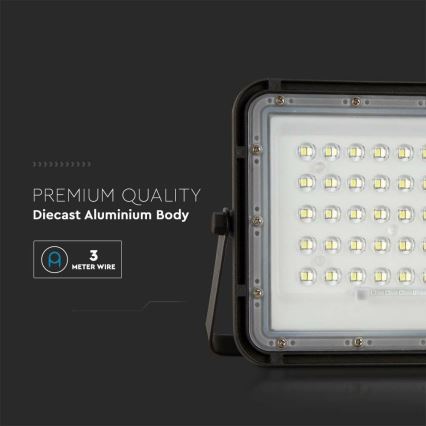 LED Vonkajší stmievateľný solárny reflektor LED/10W/3,2V IP65 4000K čierna + diaľkové ovládanie