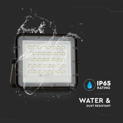 LED Vonkajší stmievateľný solárny reflektor LED/10W/3,2V IP65 6400K čierna + diaľkové ovládanie