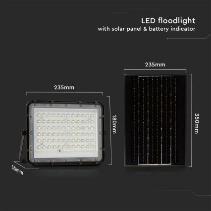 LED Vonkajší stmievateľný solárny reflektor LED/15W/3,2V IP65 4000K čierna + diaľkové ovládanie