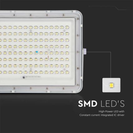 LED Vonkajší solárny reflektor LED/20W/3,2V 4000K biela IP65 + diaľkové ovládanie