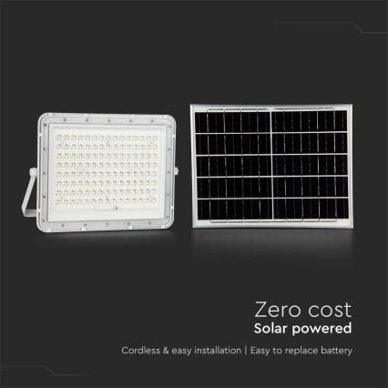 LED Vonkajší solárny reflektor LED/20W/3,2V 4000K biela IP65 + diaľkové ovládanie