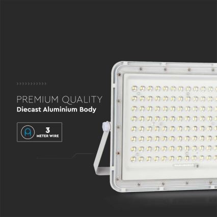 LED Vonkajší solárny reflektor LED/20W/3,2V 4000K biela IP65 + diaľkové ovládanie