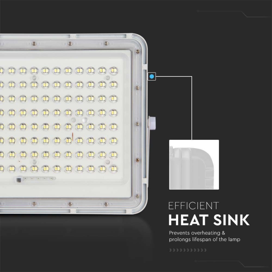 LED Vonkajší solárny reflektor LED/20W/3,2V 6400K biela IP65 16000 mAh + diaľkové ovládanie