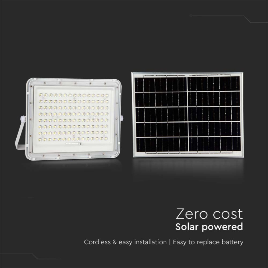 LED Vonkajší solárny reflektor LED/20W/3,2V 6400K biela IP65 16000 mAh + diaľkové ovládanie
