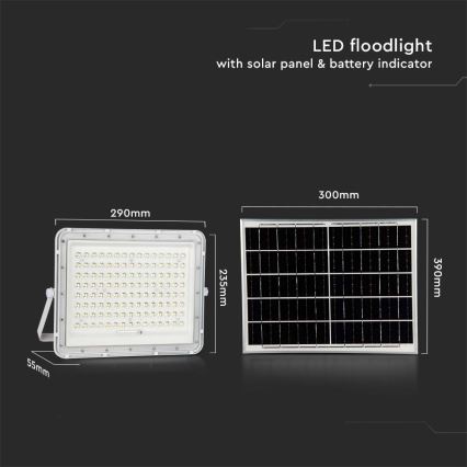 LED Vonkajší solárny reflektor LED/20W/3,2V 6400K biela IP65 16000 mAh + diaľkové ovládanie
