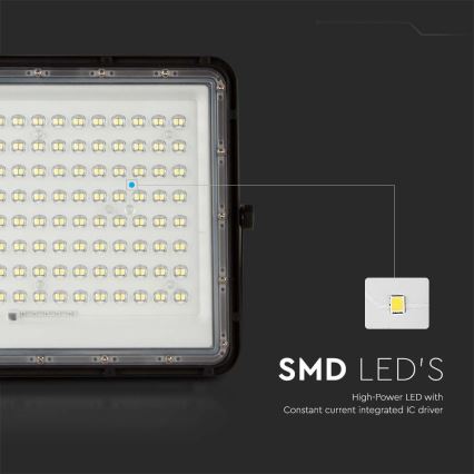 LED Vonkajší solárny reflektor LED/20W/3,2V 6400K čierna IP65 16000 mAh + diaľkové ovládanie