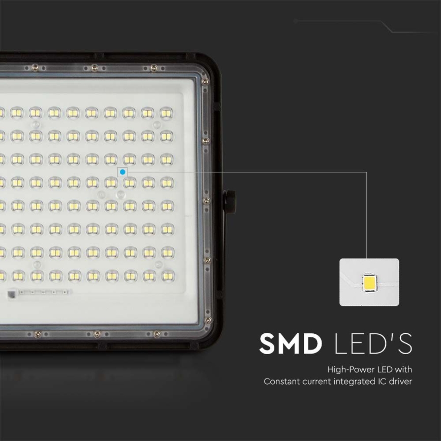 LED Vonkajší solárny reflektor LED/20W/3,2V 6400K čierna IP65 16000 mAh + diaľkové ovládanie