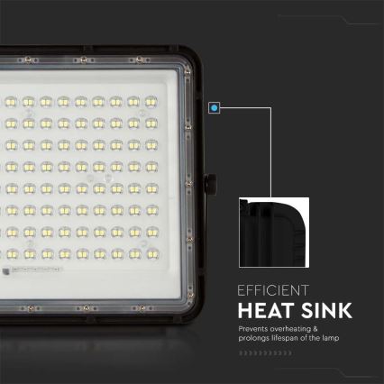 LED Vonkajší solárny reflektor LED/20W/3,2V 6400K čierna IP65 16000 mAh + diaľkové ovládanie