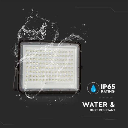 LED Vonkajší solárny reflektor LED/20W/3,2V 6400K čierna IP65 16000 mAh + diaľkové ovládanie