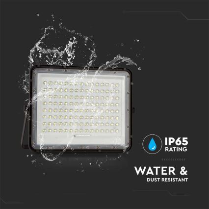 LED Vonkajší solárny reflektor LED/20W/3,2V 6400K čierna IP65 + diaľkové ovládanie