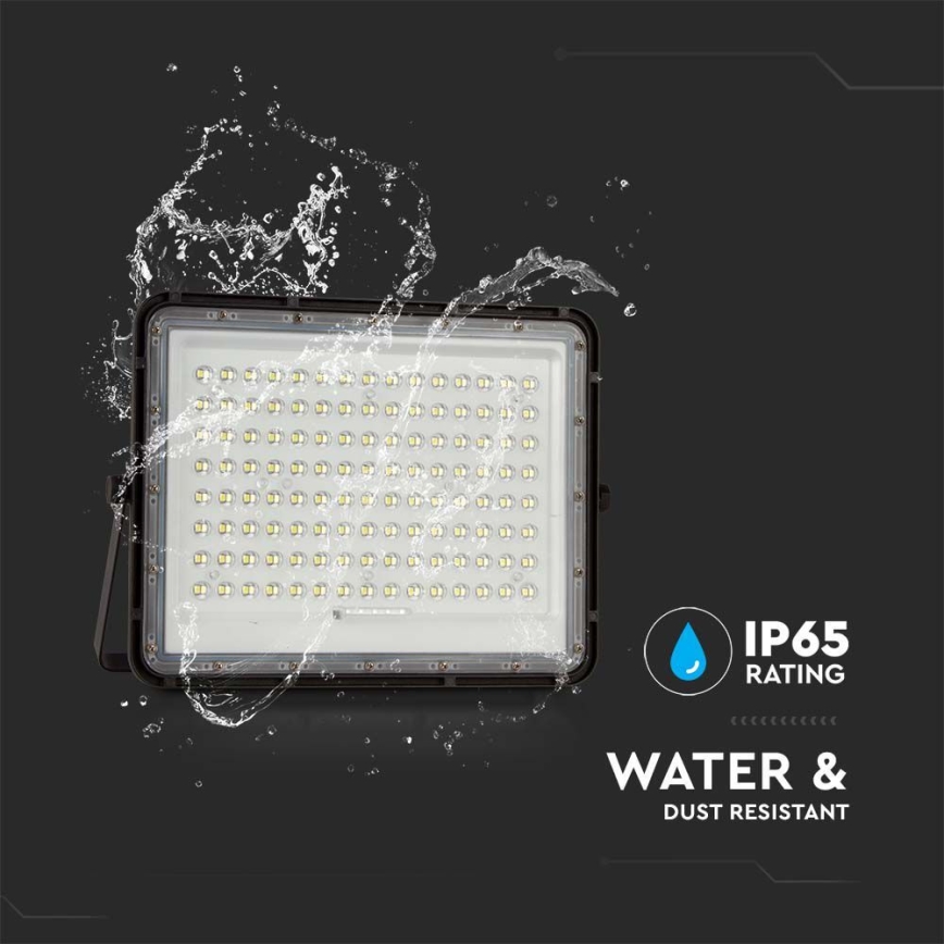 LED Vonkajší solárny reflektor LED/20W/3,2V 6400K čierna IP65 16000 mAh + diaľkové ovládanie