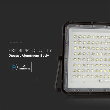 LED Vonkajší solárny reflektor LED/20W/3,2V 6400K čierna IP65 16000 mAh + diaľkové ovládanie