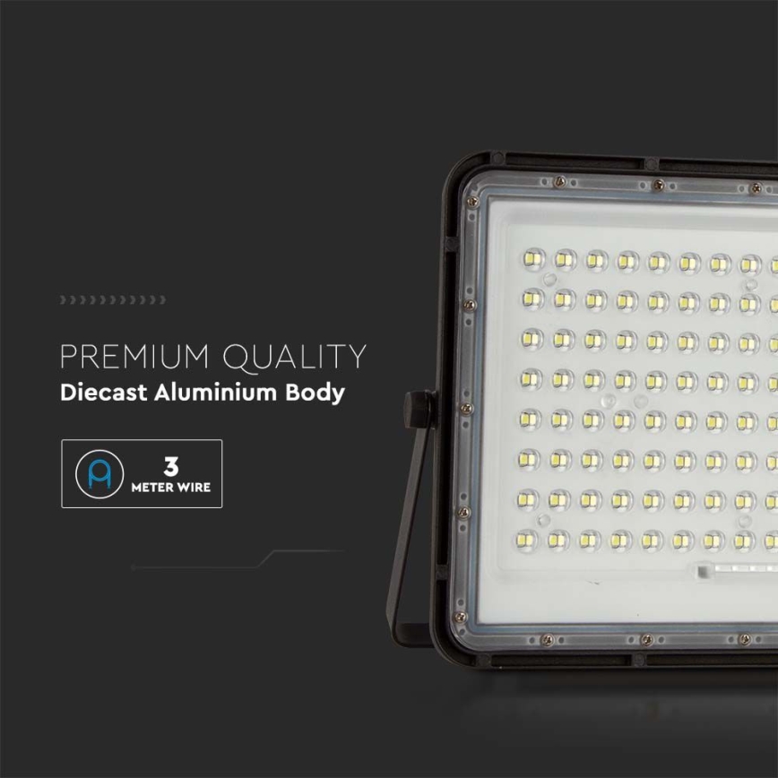 LED Vonkajší solárny reflektor LED/20W/3,2V 6400K čierna IP65 16000 mAh + diaľkové ovládanie