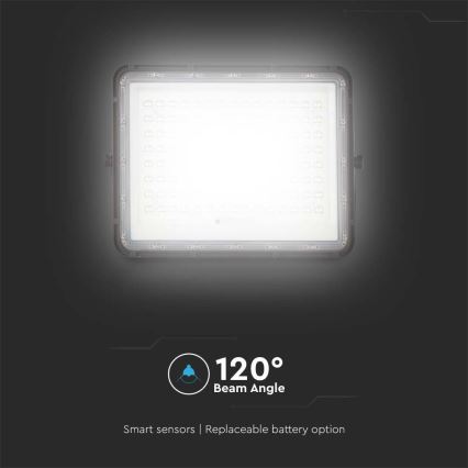 LED Vonkajší solárny reflektor LED/20W/3,2V 6400K čierna IP65 16000 mAh + diaľkové ovládanie