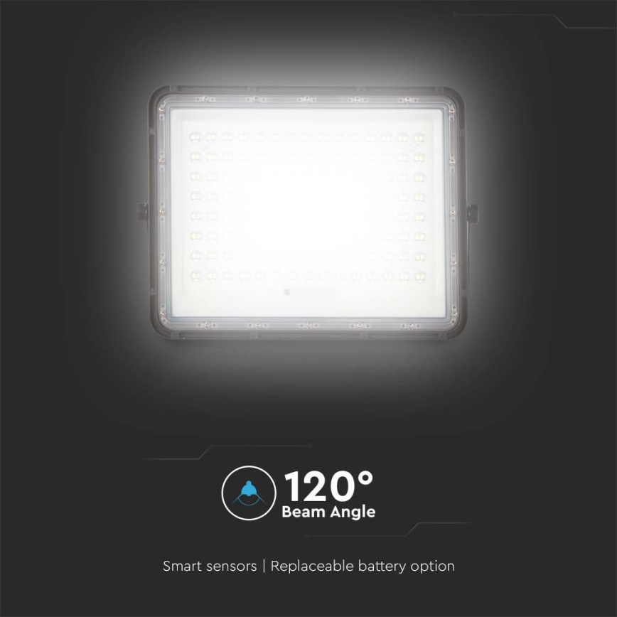 LED Vonkajší solárny reflektor LED/20W/3,2V 6400K čierna IP65 16000 mAh + diaľkové ovládanie