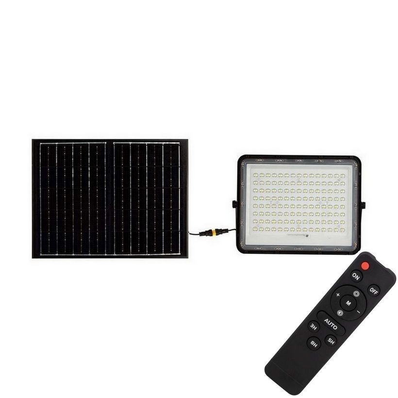 LED Vonkajší solárny reflektor LED/20W/3,2V 6400K čierna IP65 16000 mAh + diaľkové ovládanie