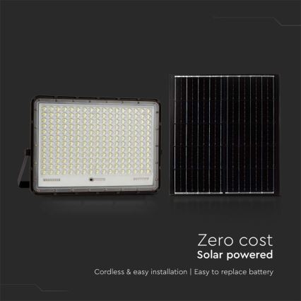 LED Vonkajší solárny reflektor LED/30W/3,2V 4000K čierna IP65 + diaľkové ovládanie