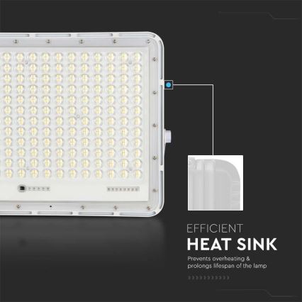 LED Vonkajší solárny reflektor LED/30W/3,2V 6400K biela IP65 + diaľkové ovládanie