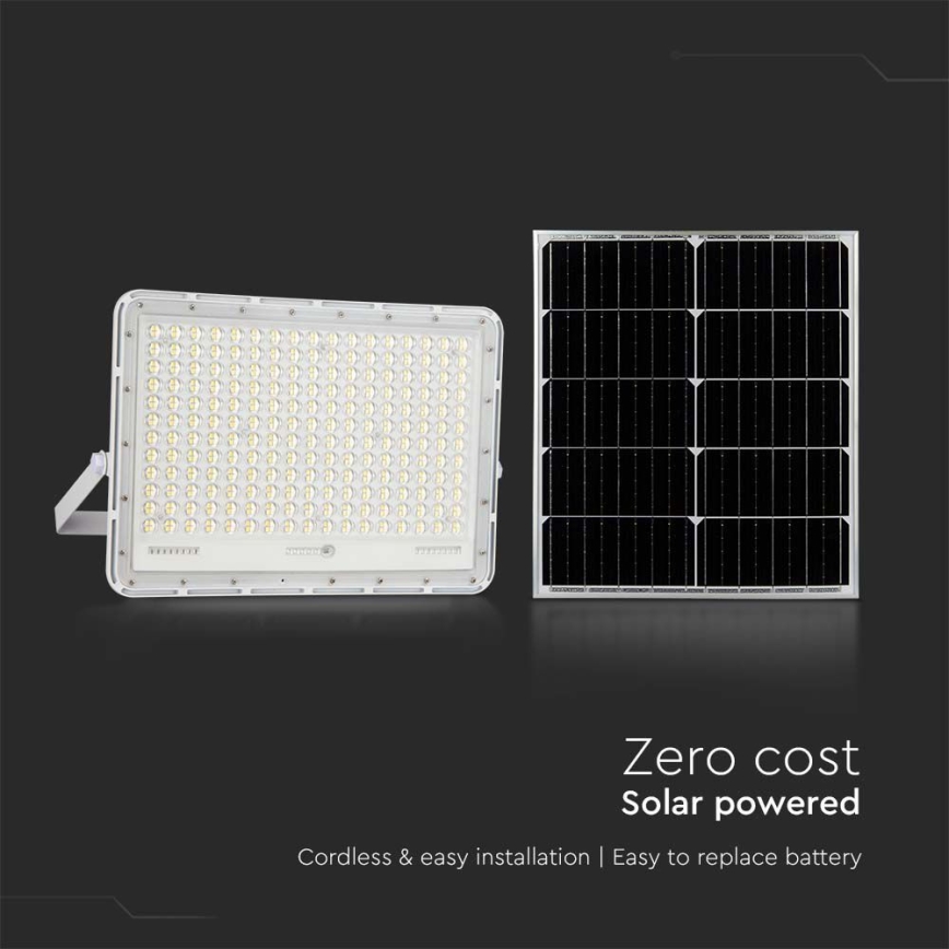 LED Vonkajší solárny reflektor LED/30W/3,2V 6400K biela IP65 20000 mAh + diaľkové ovládanie