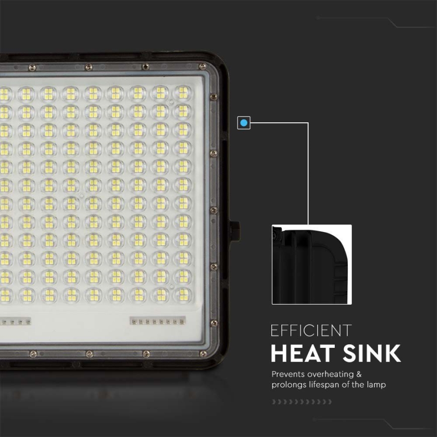 LED Vonkajší solárny reflektor LED/30W/3,2V 6400K čierna IP65 20000 mAh + diaľkové ovládanie