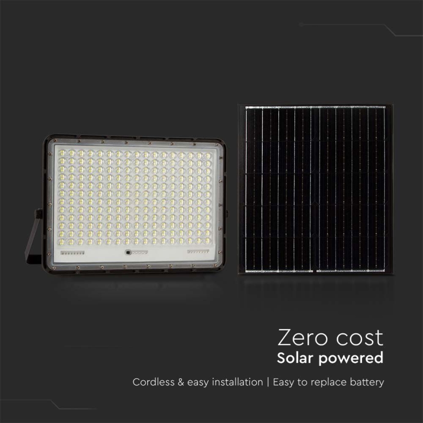LED Vonkajší solárny reflektor LED/30W/3,2V 6400K čierna IP65 20000 mAh + diaľkové ovládanie