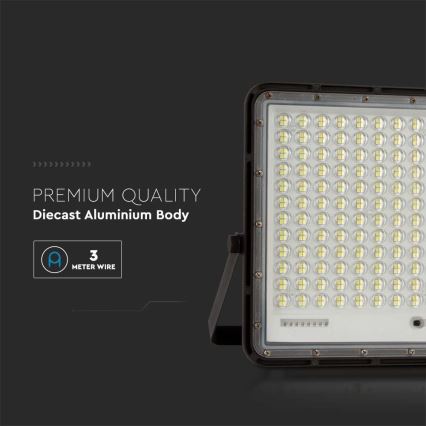 LED Vonkajší solárny reflektor LED/30W/3,2V 6400K čierna IP65 + diaľkové ovládanie