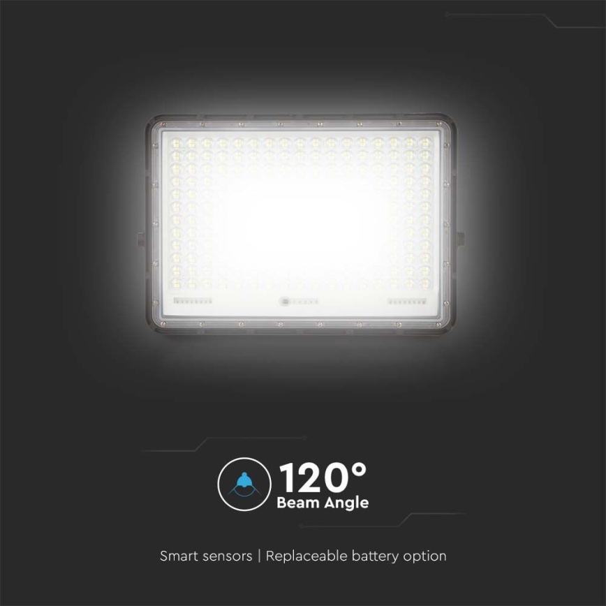 LED Vonkajší solárny reflektor LED/30W/3,2V 6400K čierna IP65 20000 mAh + diaľkové ovládanie