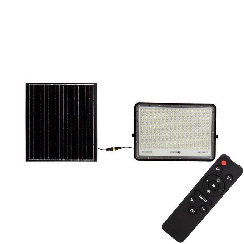 LED Vonkajší solárny reflektor LED/30W/3,2V 6400K čierna IP65 20000 mAh + diaľkové ovládanie