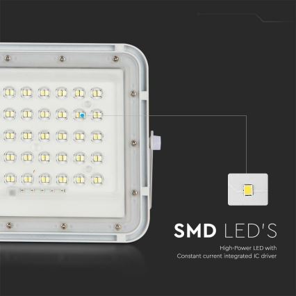 LED Vonkajší stmievateľný solárny reflektor LED/6W/3,2V IP65 4000K 5000 mAh biela + diaľkové ovládanie